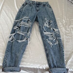 Distressed Blue Jeans